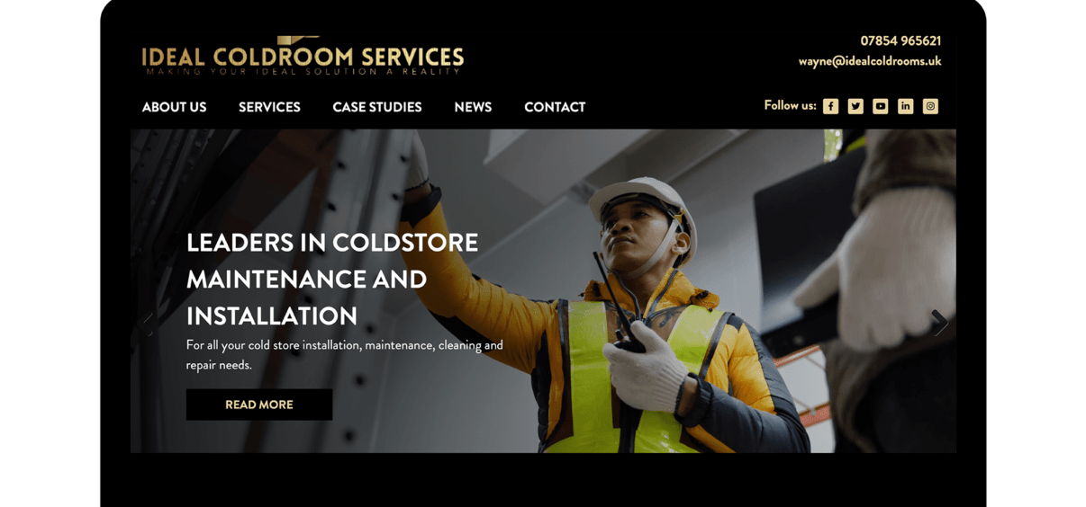 Ideal Coldroom Services website